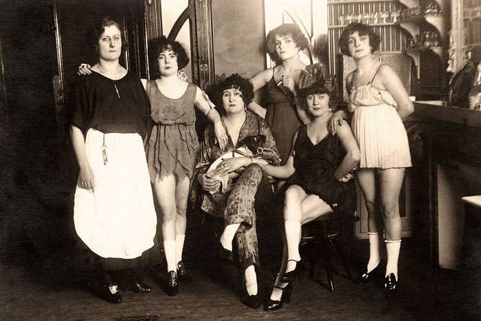 Sex workers in a French brothel in 1910.