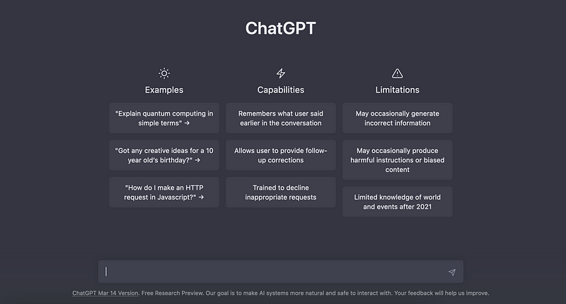 Your initial ChatGPT session