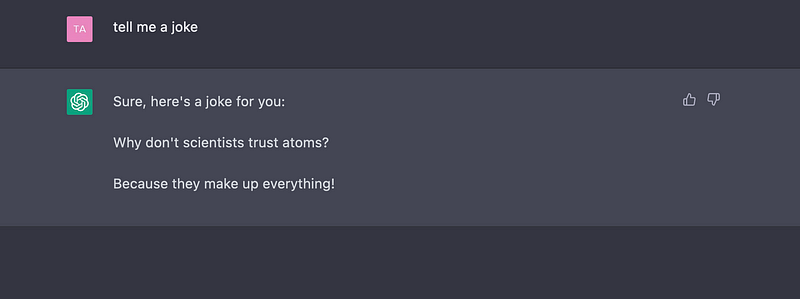 Asking ChatGPT for a joke