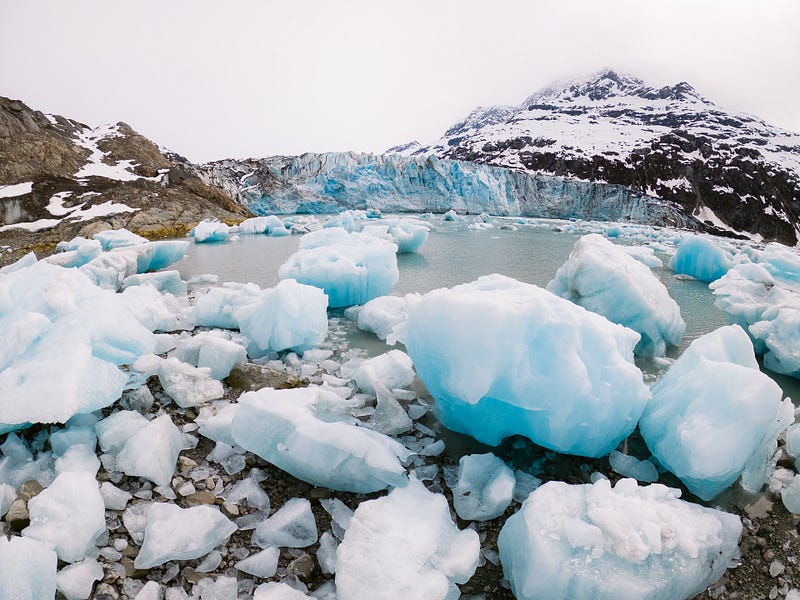 Trekking across the Lamplugh Glacier, Alaska