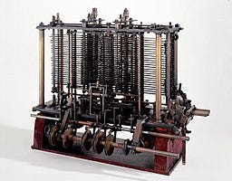 Charles Babbage's analytical machine, a key innovation in computing.