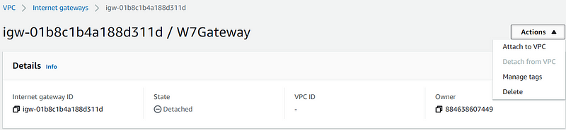 Attaching the internet gateway to the VPC