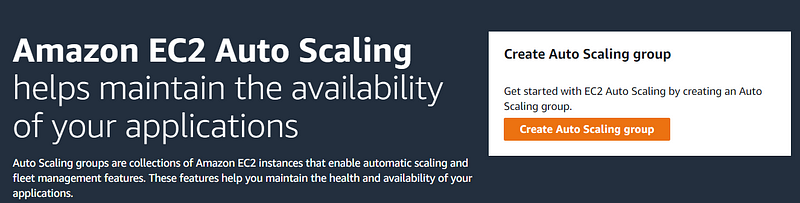 Auto Scaling Group creation interface