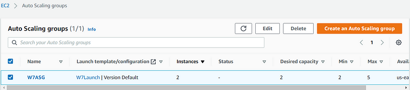 Editing Auto Scaling Group settings