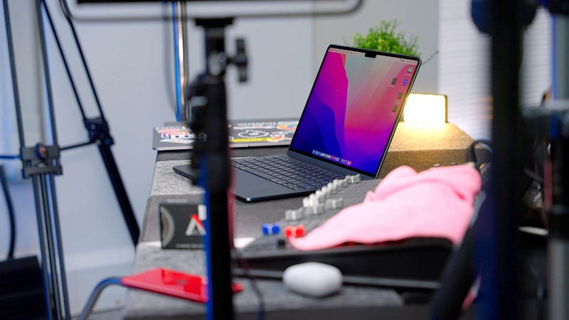 The M2 MacBook Air in a professional workspace.