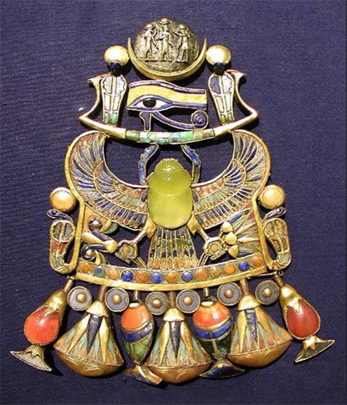 King Tut's Pectoral Featuring Yellow Glass Scarab