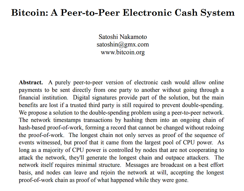 Bitcoin Whitepaper excerpt