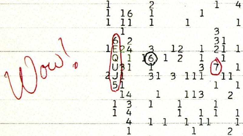 Original printout with the WOW! signal notation