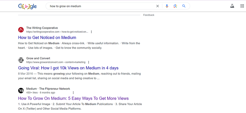 Article ranking on Google search results