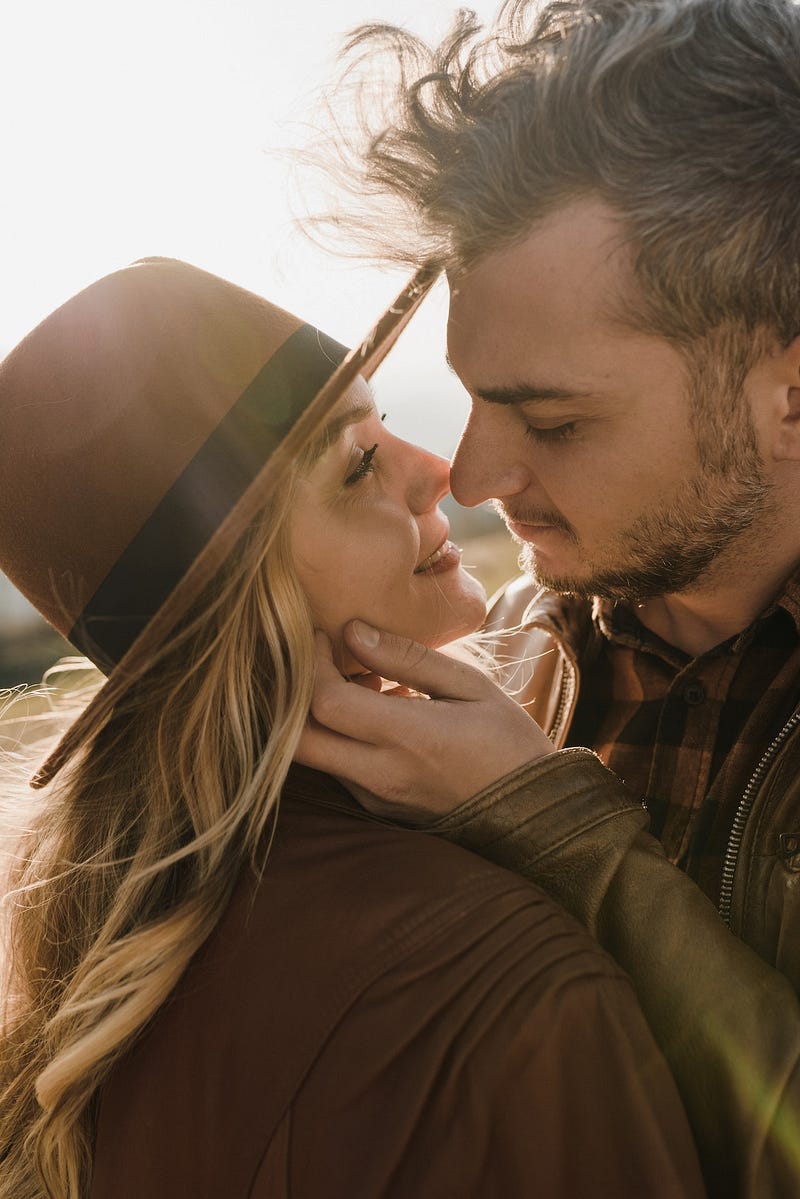 Joyful couple in a scenic setting