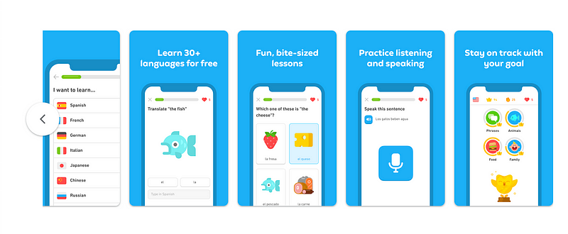 Duolingo app interface for language learning