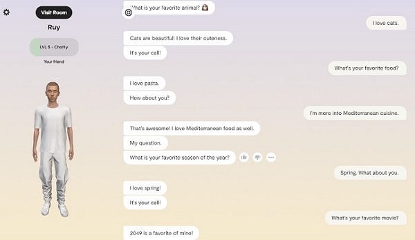 Interacting with AI on Replika