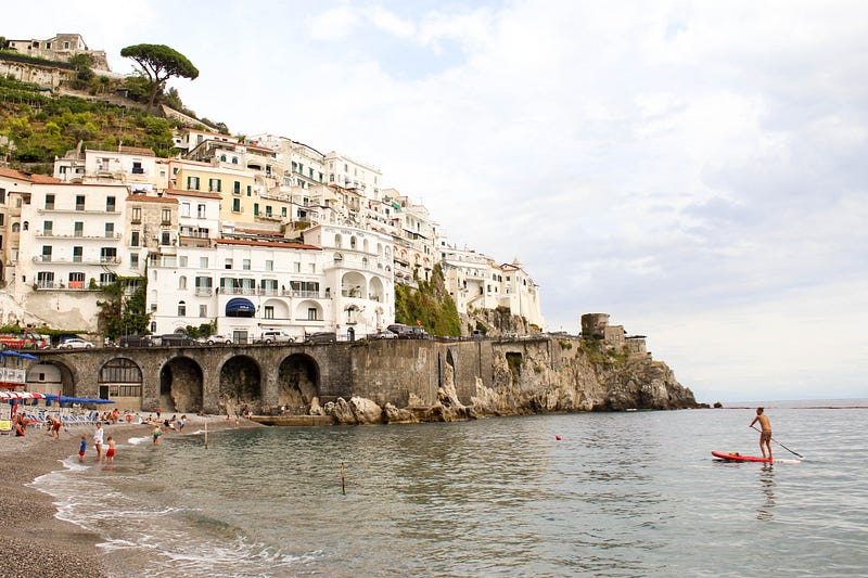 Scenic view of the Amalfi Coast.