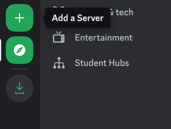 Adding a new server in Discord