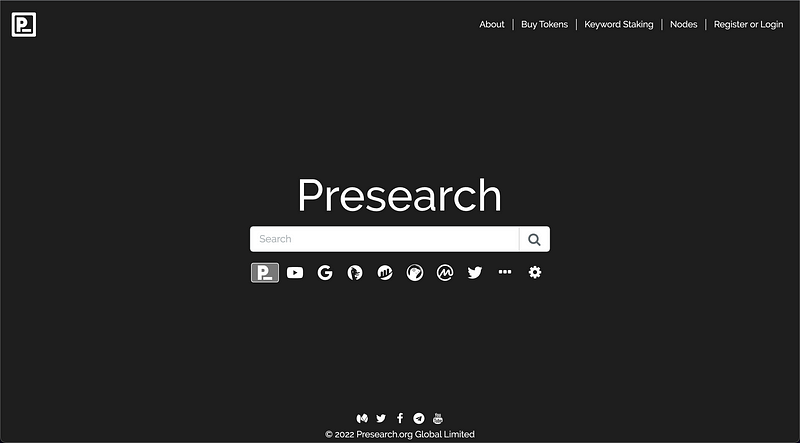 Screenshot of Presearch search engine