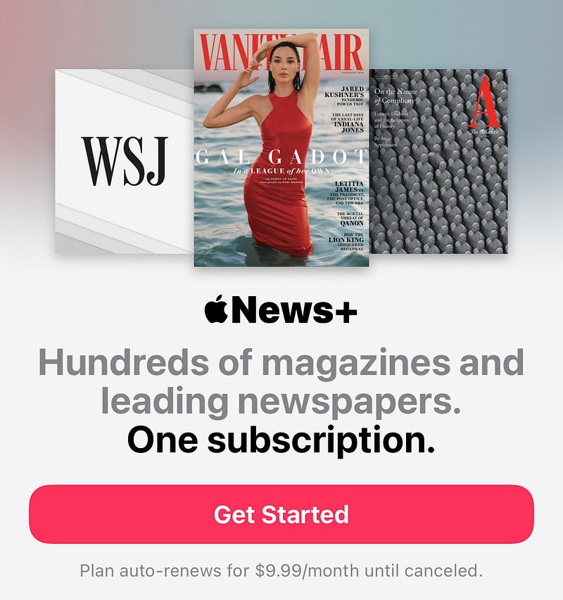 Updated CTA for Apple News+ Subscription