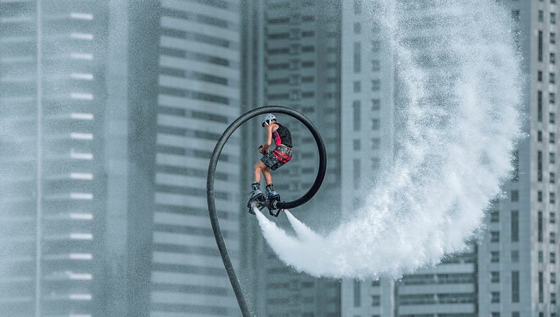 Jetpack in action showcasing its flight capabilities