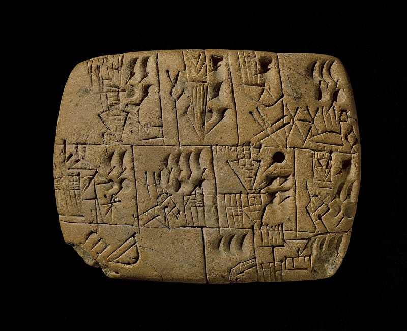 Ancient cuneiform tablet recording beer distribution