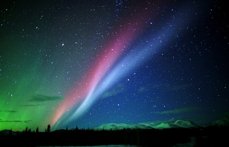 A stunning view of the auroras lighting up the sky