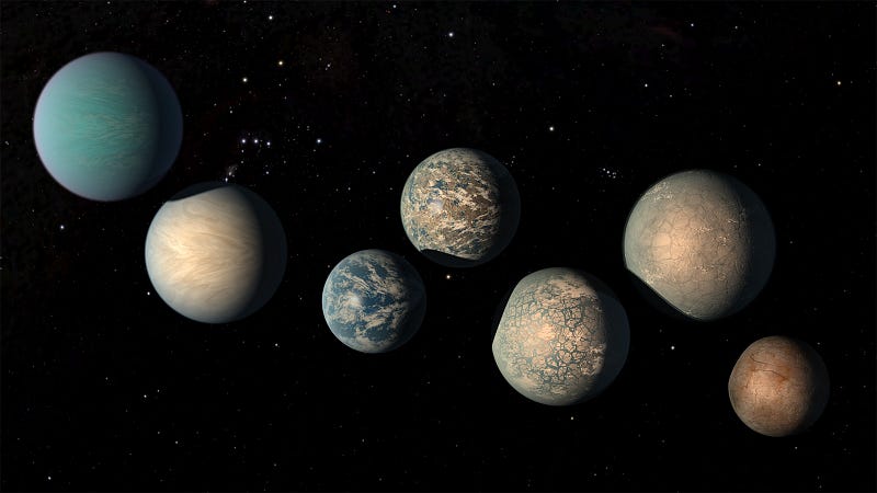 Illustration of TRAPPIST-1 system with seven planets