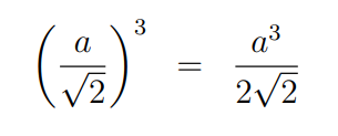 Final formula for the volume of a tetrahedron.