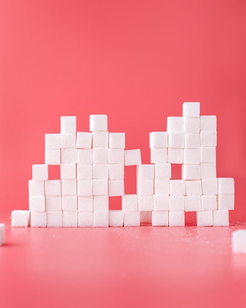 Stacked sugar cubes.