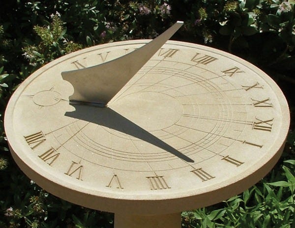 Sundial, an ancient timekeeping device.