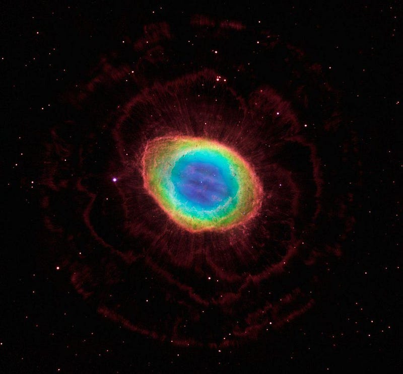 Composite image of the Ring Nebula illustrating its halo