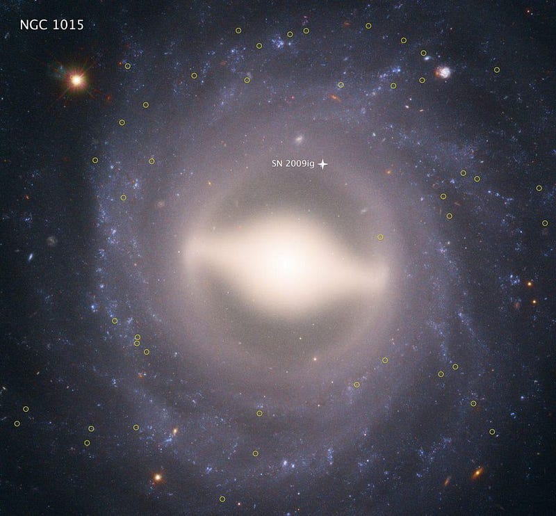 The barred spiral galaxy NGC 1015 as captured by Hubble