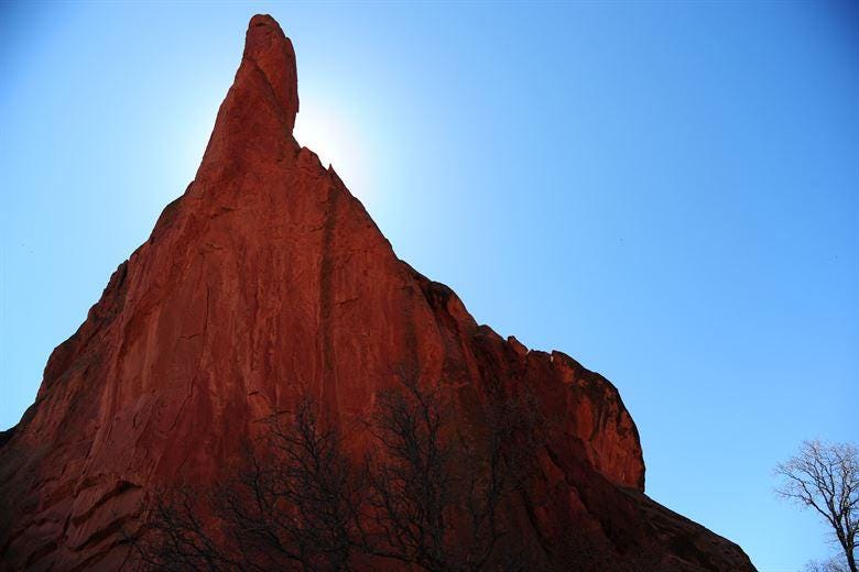 A tall rock spire exemplifies unstable equilibrium.