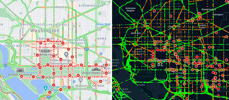 Comparison of Traffic Data from Google Maps and HERE